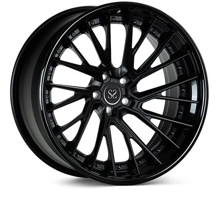 Cyfeiriadol Aml Rhannol Spokes Car Olwyn Aloi Alwminiwm Ffug 3 Darn Brwsio Rims Du